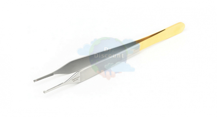 Пинцет хирургический Micro-Adson, 1х2-зубый, прямой, с ТС вставками, длина 12 см